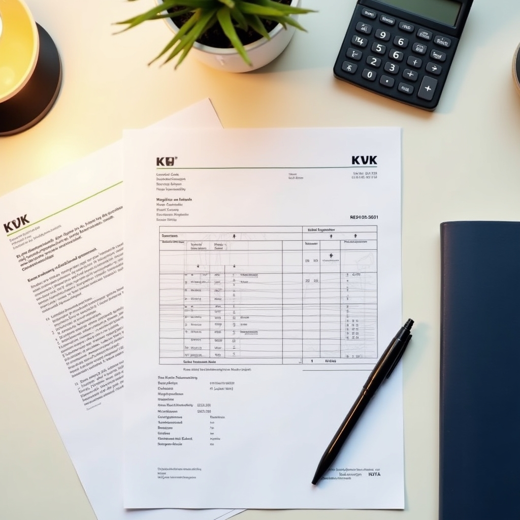 Dutch administrative documents and financial records on a clean desk