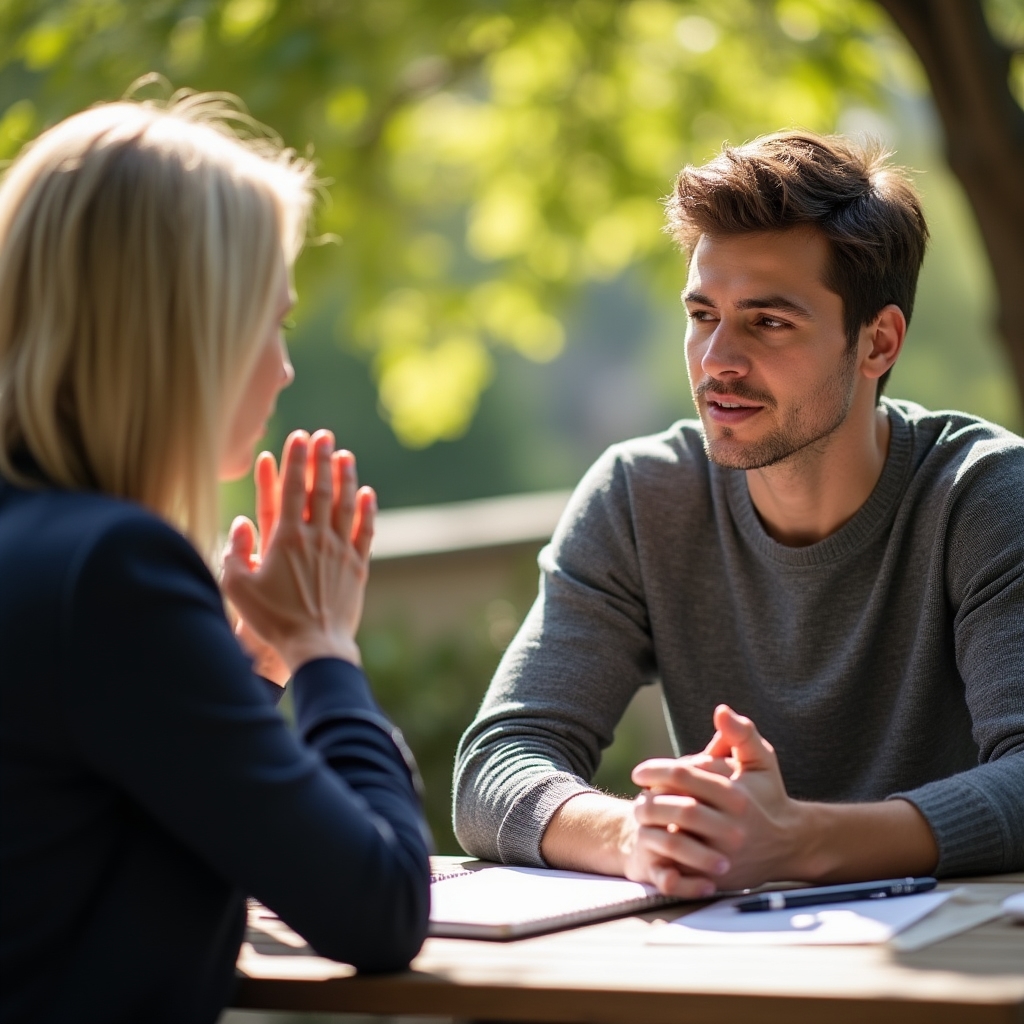One-on-one entrepreneurship coaching session at an outdoor rooftop workspace in Arnhem